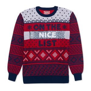 Jem Mens Naughty-Nice List Pullover Sweater, Red, XL, DM